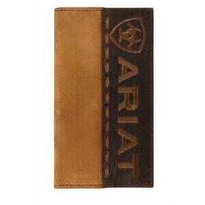 NEW ARIAT men's roughout leather rodeo wallet in tan